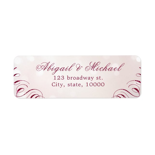 Glam burgundy calligraphy vintage wedding label (Front)