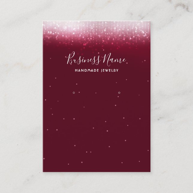 Glam Burgundy Earring Jewelry Display Business Card (Front)