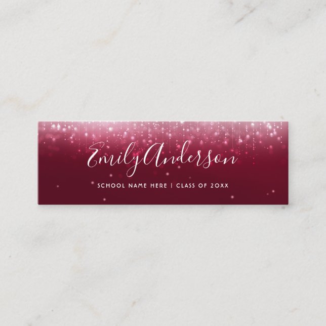 Glam Burgundy Graduation Name Insert Card (Front)