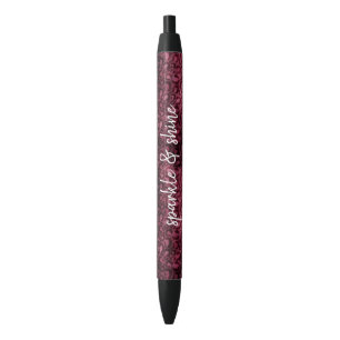 Glam Burgundy Leopard Print Pen