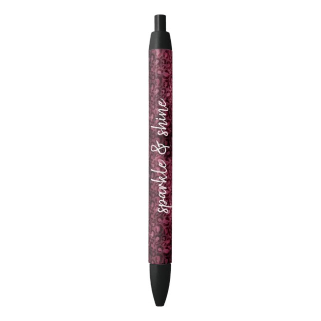Glam Burgundy Leopard Print Pen (Front Vertical)