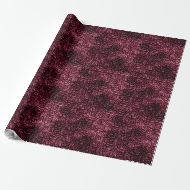 Glam Burgundy Leopard Print Wrapping Paper (Unrolled)