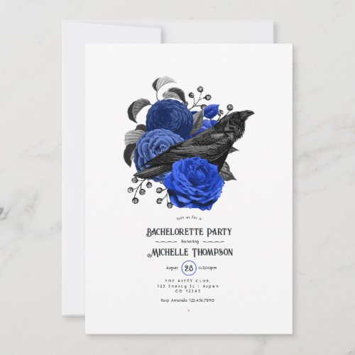 Glam Burgundy Raven Gothic Bachelorette Party Invitation