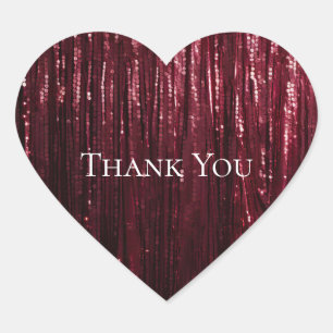 Glam Burgundy Red Glitzy Wedding Heart Sticker