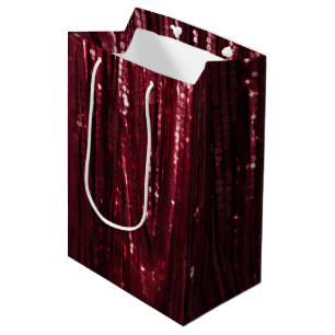 Glam Burgundy Red Glitzy Wedding Medium Gift Bag