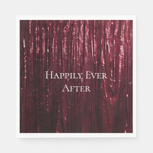 Glam Burgundy Red Glitzy Wedding Napkins