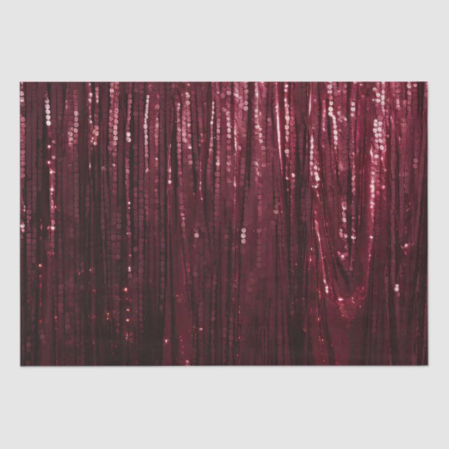 Glam Burgundy Red Glitzy Wedding Tissue Paper (Front)