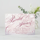 Glam burgundy vintage calligraphy Bridal Shower Invitation (Standing Front)