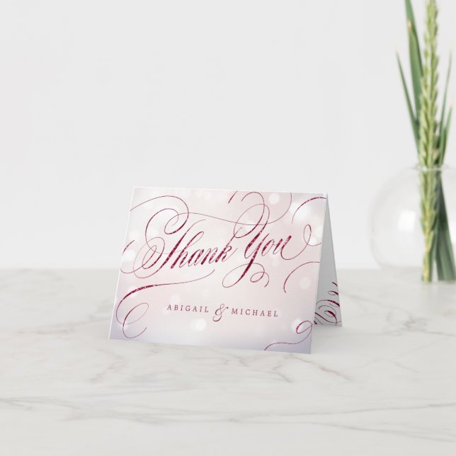 Glam burgundy vintage calligraphy thank you (Front)