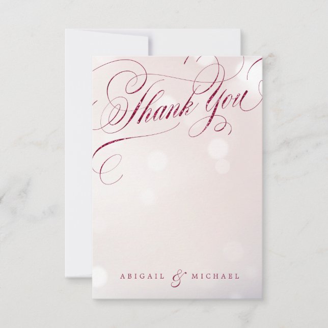 Glam burgundy vintage calligraphy thank you card (Front)