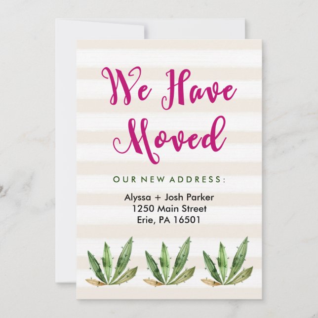 Glam Cactus | Desert Stripes Change of Address Announcement (Front)