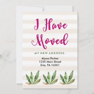 Glam Cactus Desert Stripes Change of Address Announcement