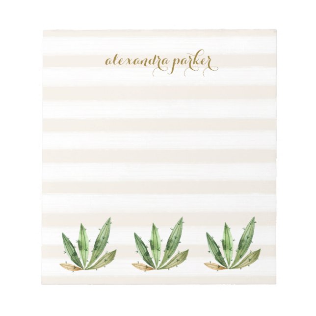 Glam Cactus | Neutral Desert Stripes Notepad (Front)