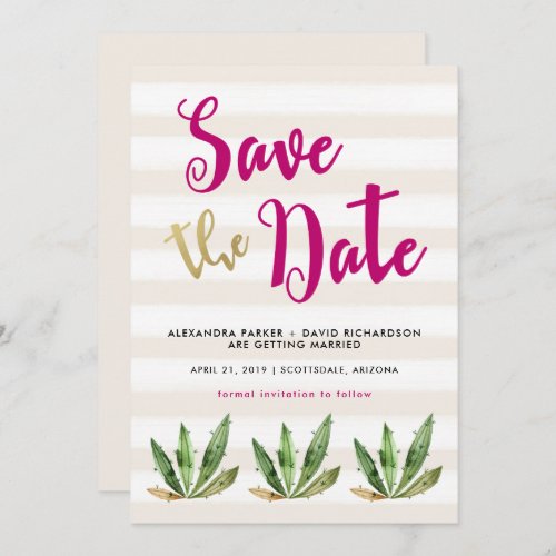 Glam Cactus Save the Date Invitation