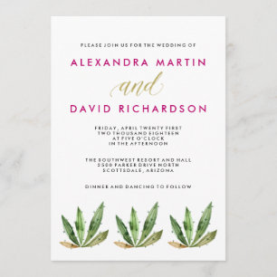 Glam Cactus Wedding Invitation