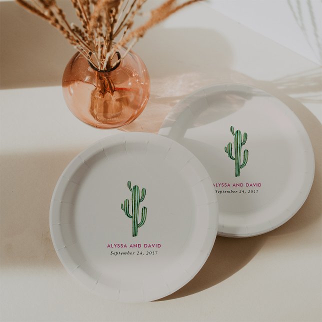 Glam Cactus Wedding Paper Plates (Creator Uploaded)
