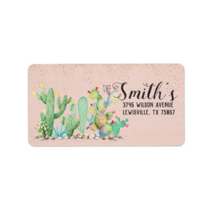 Glam Cactus Wedding Return Address Labels