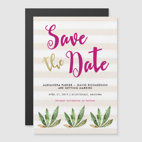 Glam Cactus Wedding Save the Date Magnetic Invitation