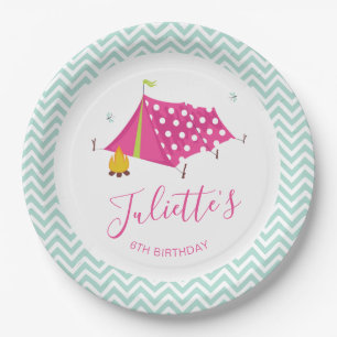 Glam Camp Makeover Girls Birthday Paper Plates