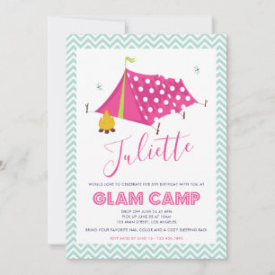 Glam Camp Spa Makeover Birthday Invitation