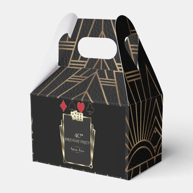 Glam Casino Great 40th Poker Birthday Favor Boxes (Front Side)