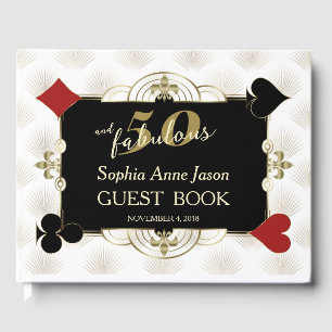 Glam Casino Poker 50 and Fabulous Birthday Party Guest Book