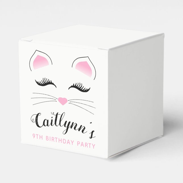 Glam Cat Birthday Party Favor Boxes (Front Side)