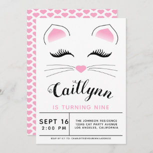 Glam Cat Birthday Party Invitation