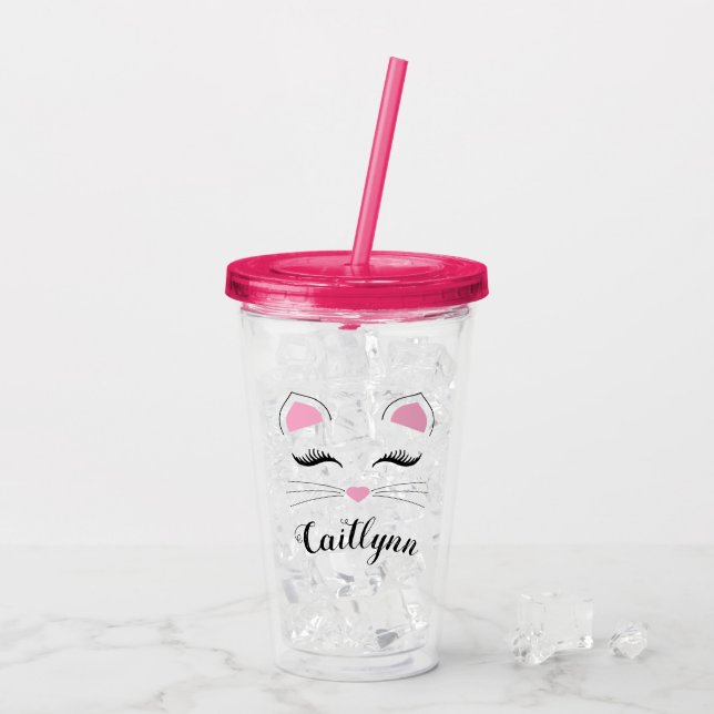 Glam Cat Face Acrylic Tumbler (Back Ice)