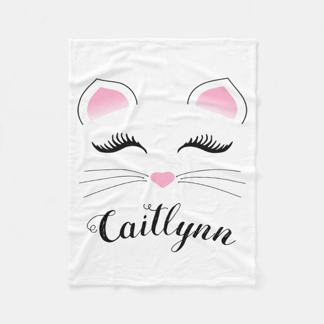 Glam Cat Face Fleece Blanket (Front)