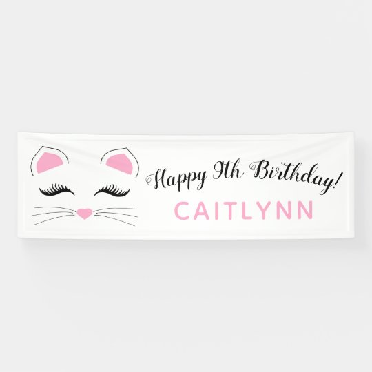 Glam Cat Happy Birthday Banner Zazzle Com