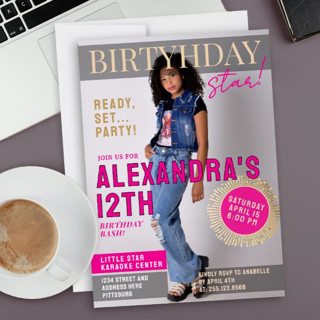 Glam Celebrity Magazine Cover Breaking News Photo Invitation (Creator Uploaded)