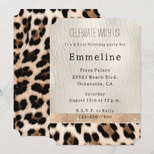 Glam Champagne Cream Leopard Invitation