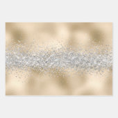 Glam Champagne Glitter, Hearts, and Diamonds Wrapping Paper Sheets (Front 2)