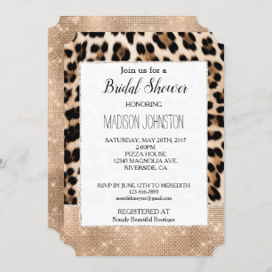 Glam Champagne Glitz Cream Leopard Invitation