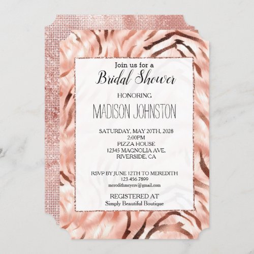 Glam Champagne Glitz Pink Zebra Invitation