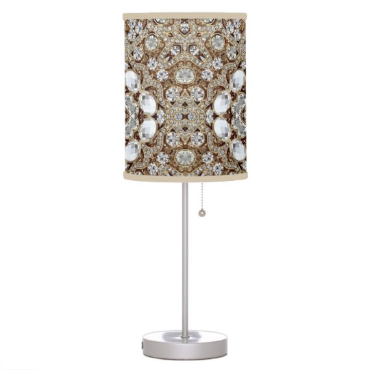 glam champagne gold diamonds crystal rhinestone table lamp
