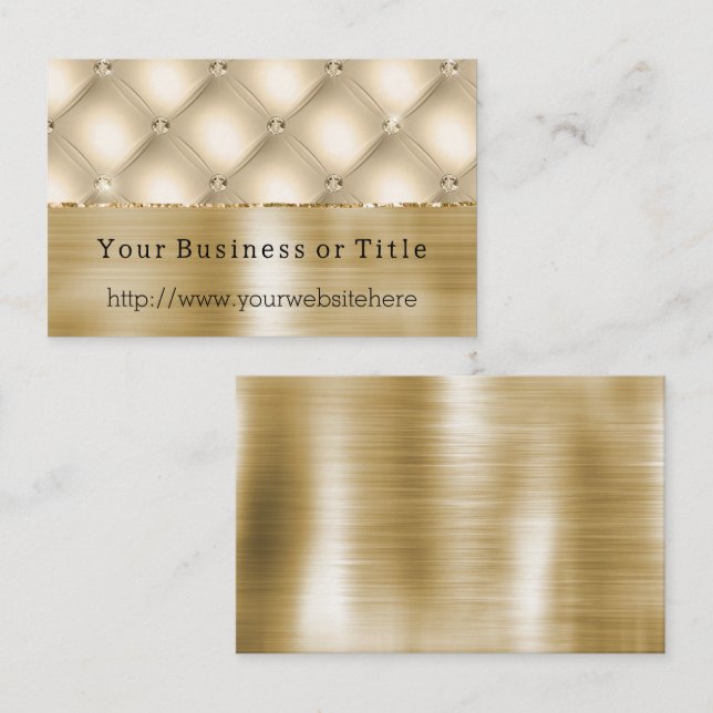 Glam Champagne Gold Glitzy Diamonds Business Card (Front/Back)