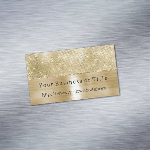 Glam Champagne Gold Glitzy Diamonds Business Card Magnet
