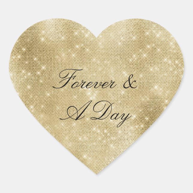 Glam Champagne Gold Glitzy Diamonds Heart Sticker (Front)