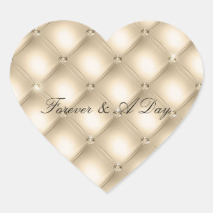 Glam Champagne Gold Glitzy Diamonds Heart Sticker