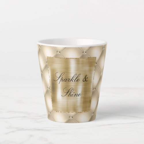 Glam Champagne Gold Glitzy Diamonds Latte Mug