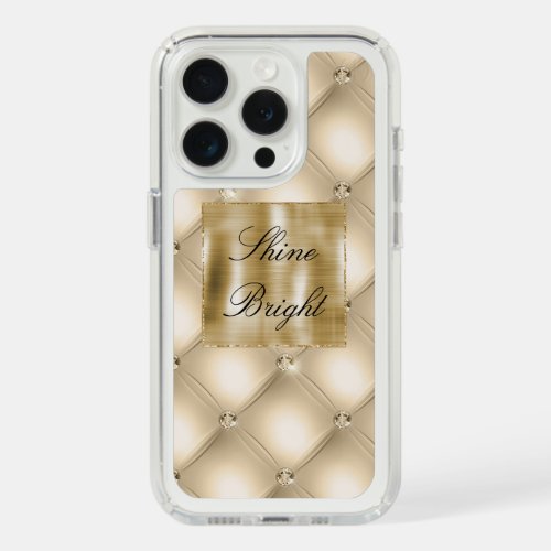 Glam Champagne Gold Glitzy Diamonds iPhone 15 Pro Case