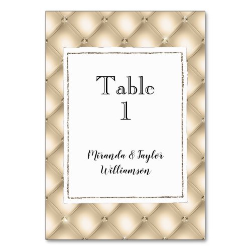Glam Champagne Gold Glitzy Diamonds Table Number