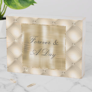 Glam Champagne Gold Glitzy Diamonds Wooden Box Sign
