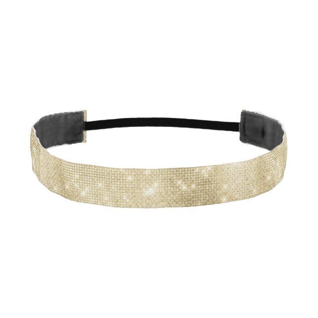 Glam Champagne Gold Glitzy Sparkle Athletic Headband (Front)