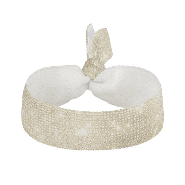 Glam Champagne Gold Glitzy Sparkle Elastic Hair Tie (Front)