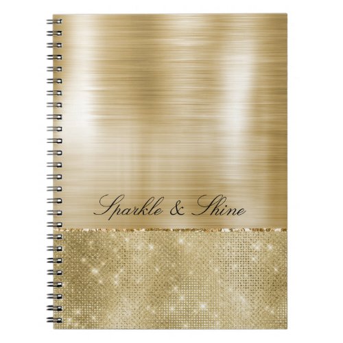 Glam Champagne Gold Glitzy Sparkle Notebook