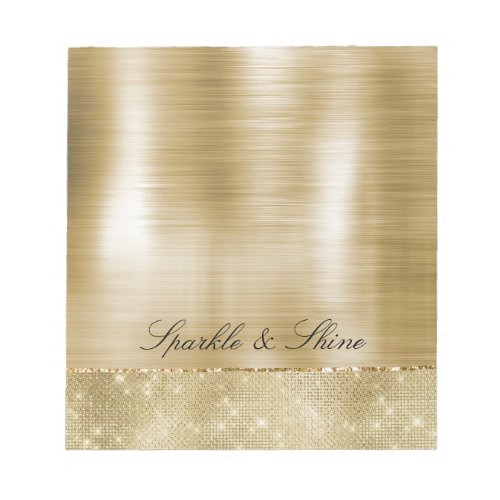 Glam Champagne Gold Glitzy Sparkle Notepad