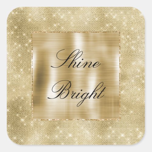 Glam Champagne Gold Glitzy Sparkle Square Sticker